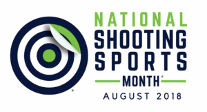 Logo for National Shooting Sports Month in August.