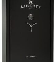 Black Liberty safe with combination lock.