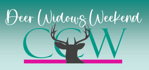 Logo featuring a deer silhouette with antlers and the text 'Widows We' on a teal background.