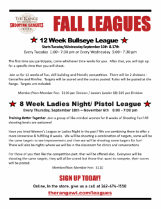 Flyer announcing men's and womens fall leagues